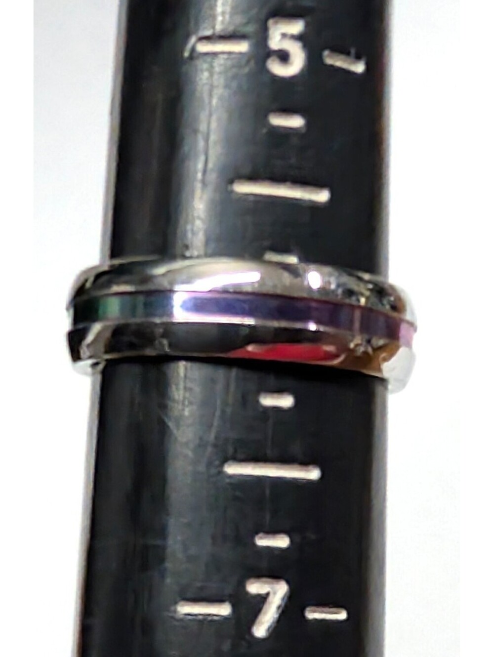 New Rainbow Inlay Band Ring Size 6 Silver Tone Colorful Pinky‎ Midi Toe Kiddie